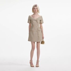 Self-Portrait Gold Boucle Mini Dress